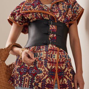 NWT ETRO Leather Wide Corset Belt with Triple Buckle SZ M